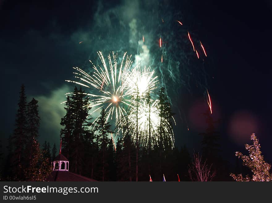 Firework in Banff Town on Canada Day