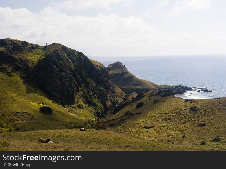 Mountains and cliffs overlooking the ocean. Mountains and cliffs overlooking the ocean