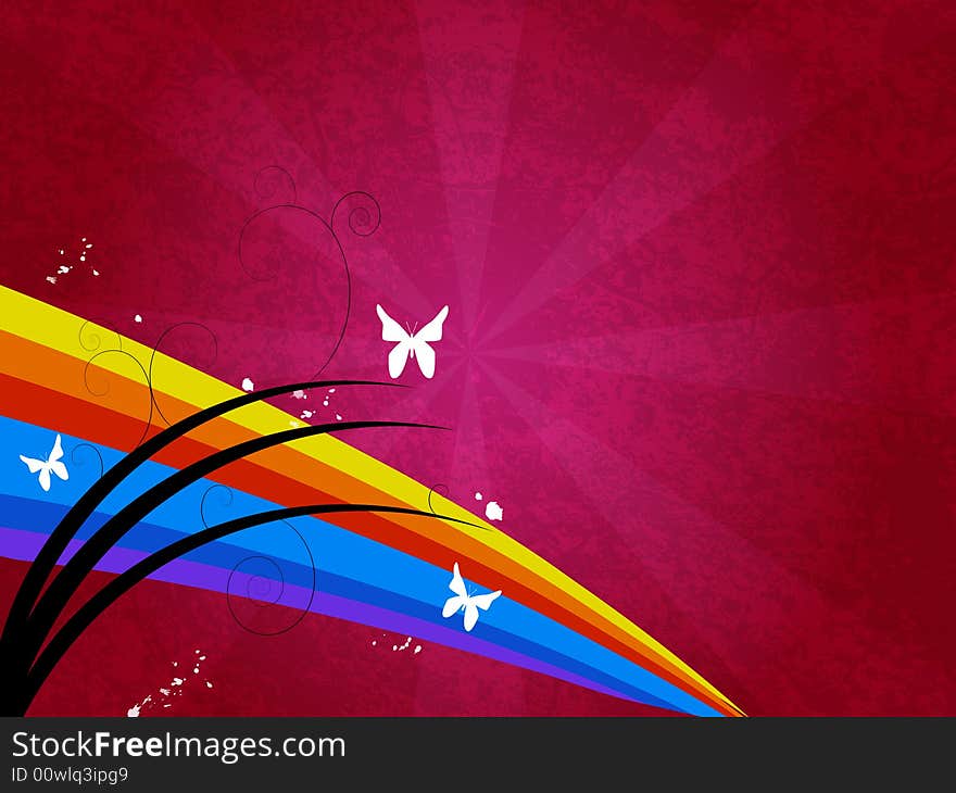 Butterfly Swirl Grunge Vector Illustration