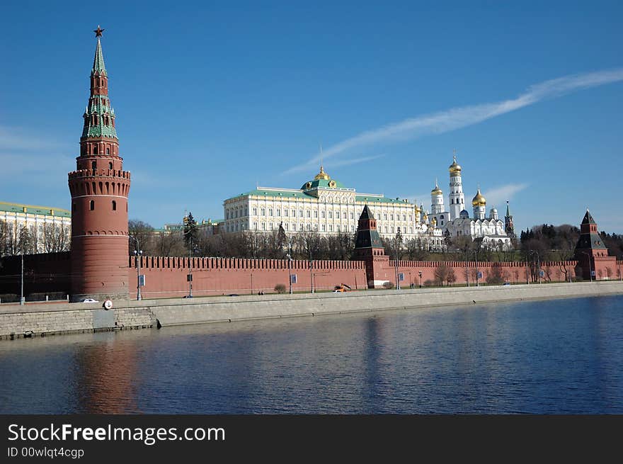 Moscow Kremlin Wall With Towers