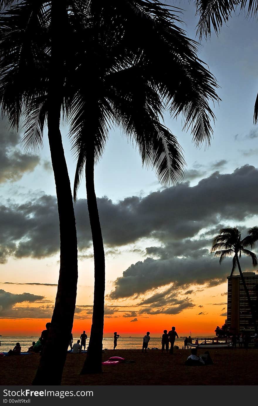 Sunset at Waikiki Beach