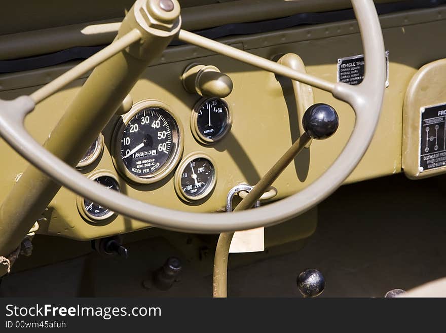 American WW2 jeep from the inside. American WW2 jeep from the inside.