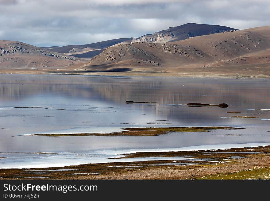 The Peaceful Lake In Tibet Plateau