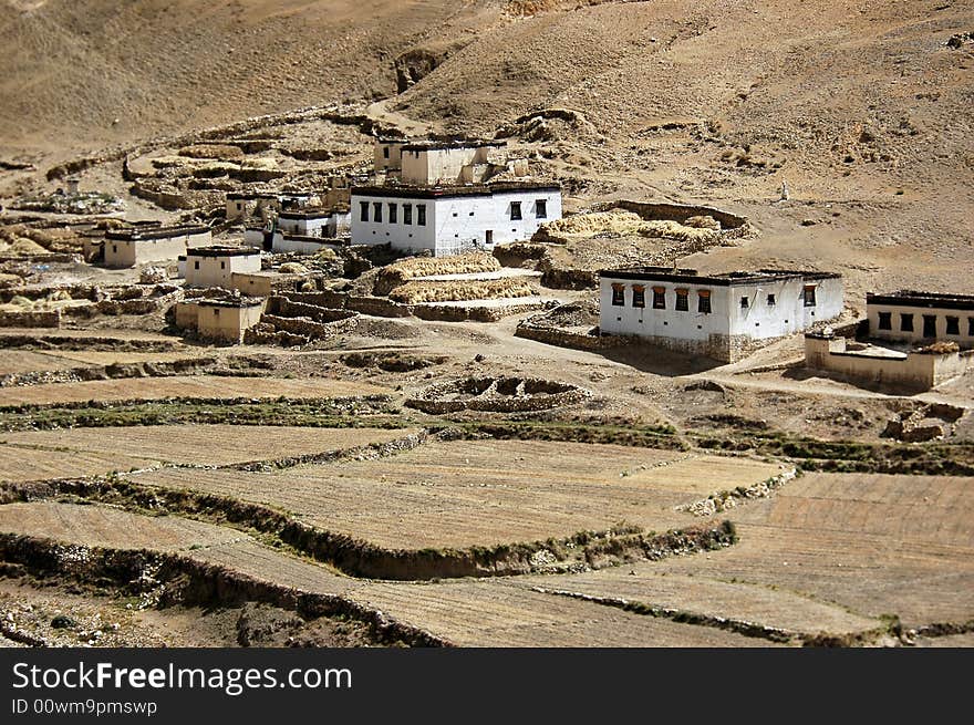 The small village on Tibet  Plateau