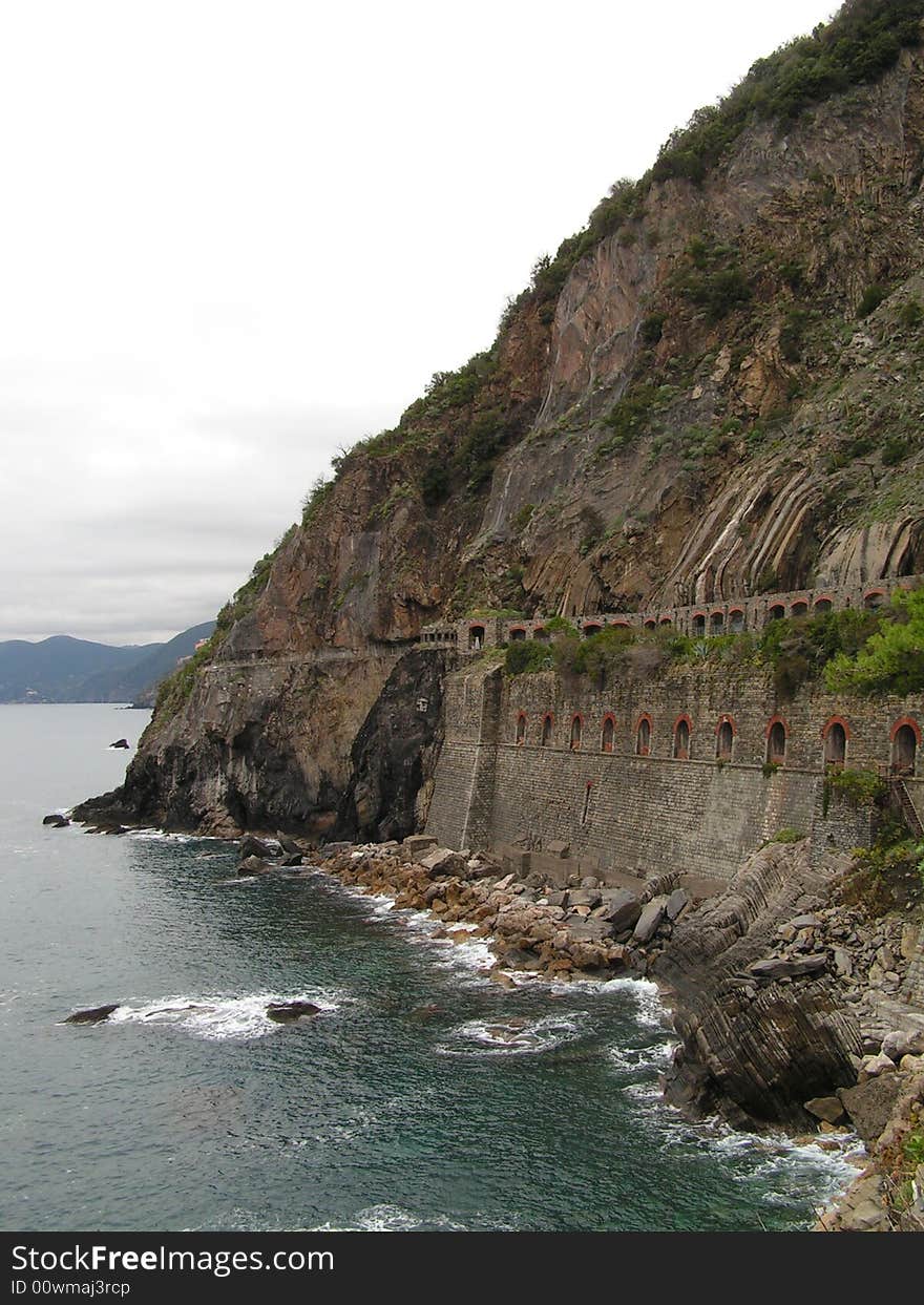 Italy. Riomaggiore. Ligurian sea coast.