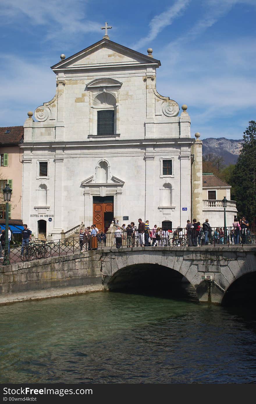 Church and bridge in Annecy, France