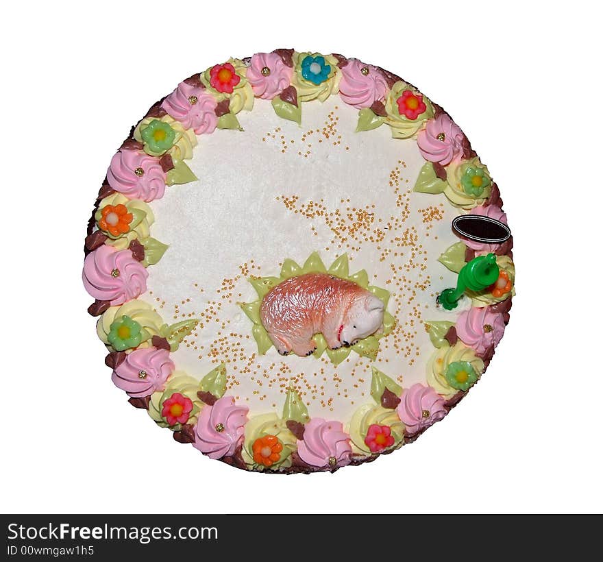 Birthday cake isolated on white, with clipping path