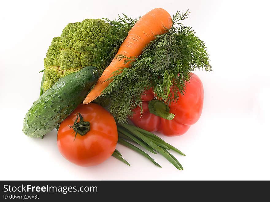 Colorful group of vegetables on white. Colorful group of vegetables on white