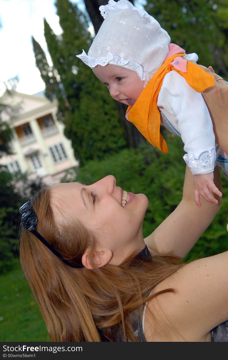 Beautiful mother and daughter close up