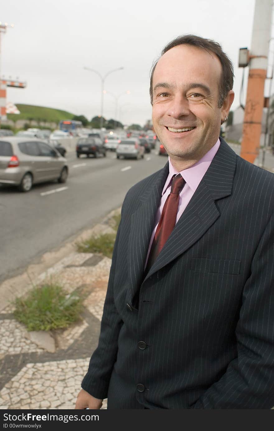 Businessman by the Roadside