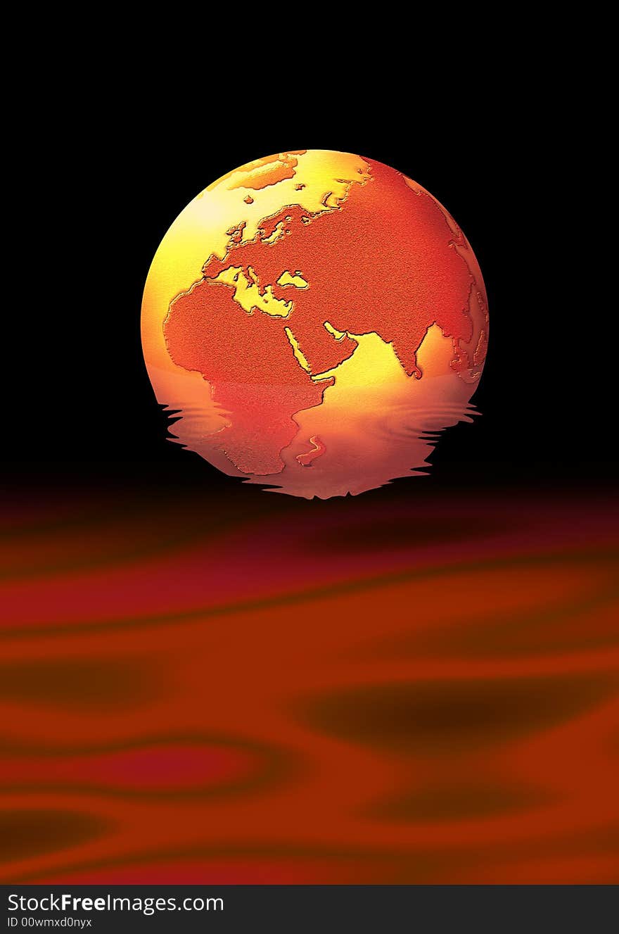 Computer generated illustration depicting global warming. Computer generated illustration depicting global warming