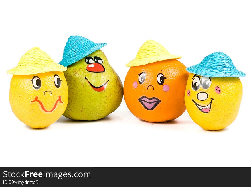 Cheerful little men from a fruits