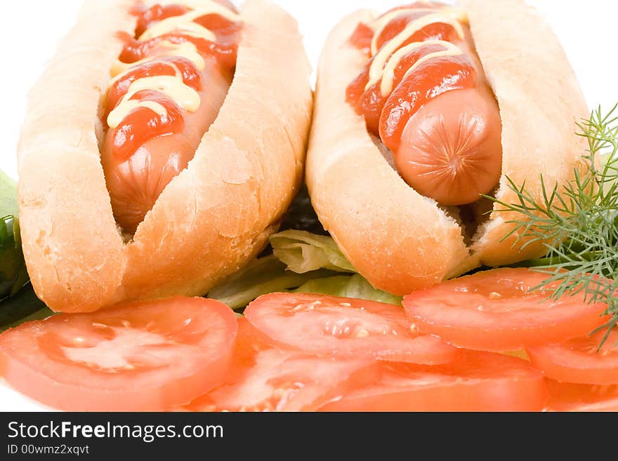 Hot dogs with vegetables