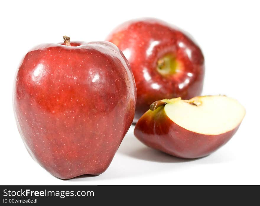 Fresh red apples isolated on a white background