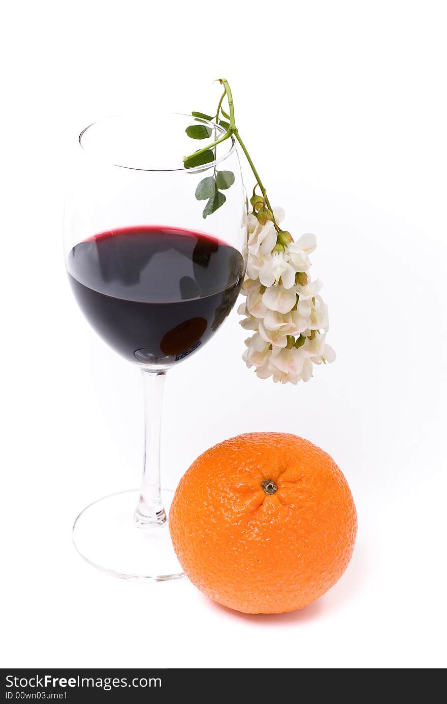 Wine, flower and orange