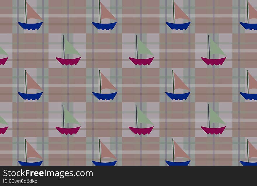 Sailboats  arranged on Plaid pattern. Sailboats  arranged on Plaid pattern.