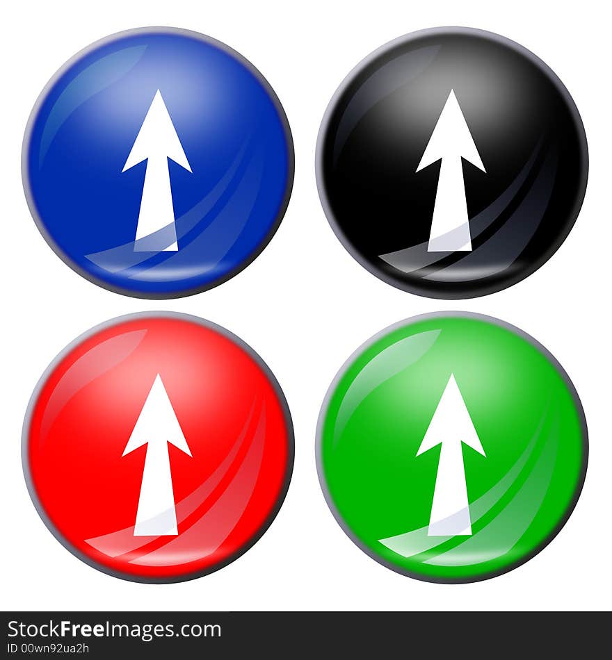 Illustration of an arrow button in four colors