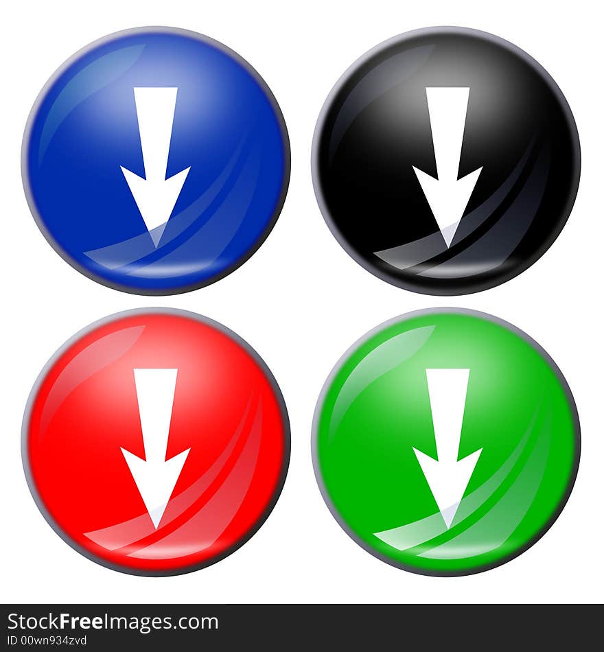 Illustration of an arrow button in four colors