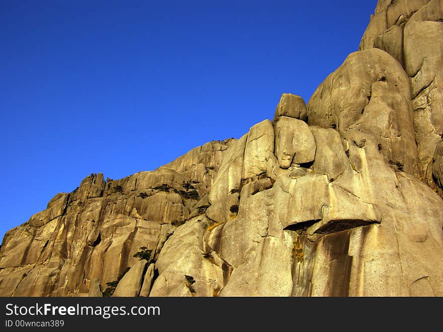 Huangshan mountain with blue sky