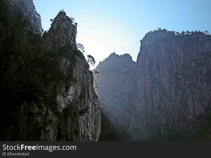 Sunlight between mountain