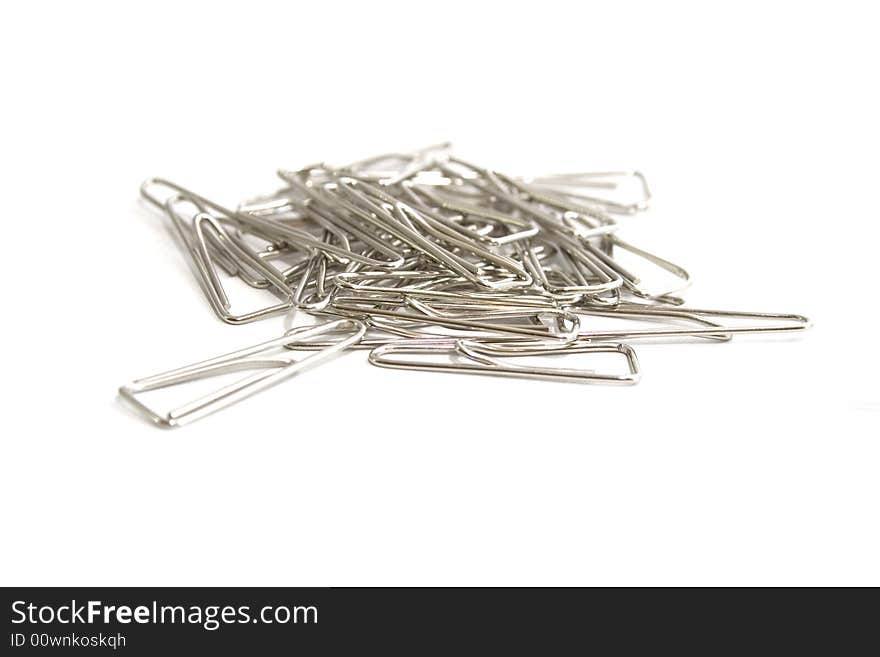 Paper clip on the white background