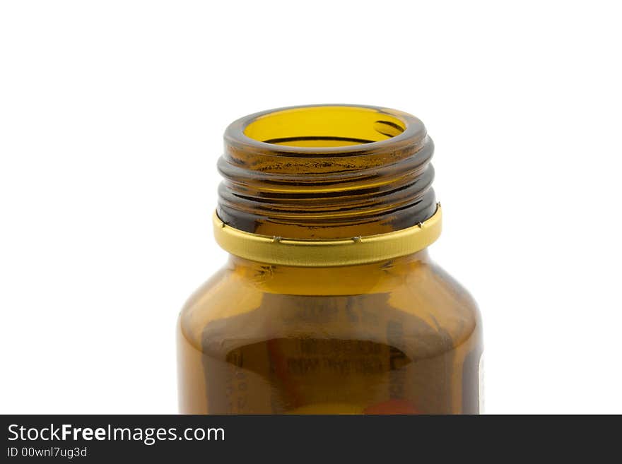 Bottleneck of a medicine container, isolated. Bottleneck of a medicine container, isolated