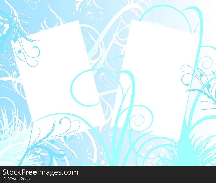 Abstract floral design with 2 frames, vector illustration