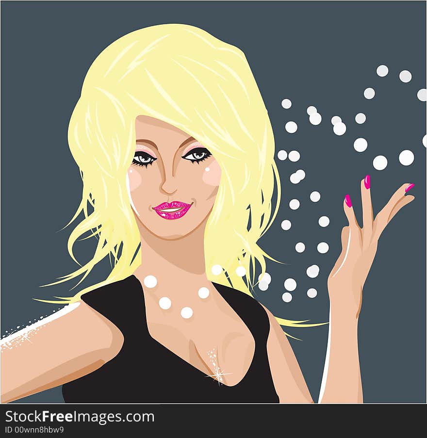 Girl in black dress vector illustration. Girl in black dress vector illustration