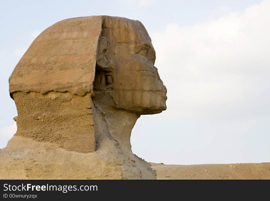 Sphynx in desert, pyramids, Egypt, Cairo