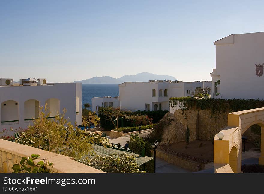 Sea landscape, years hotel on the sea