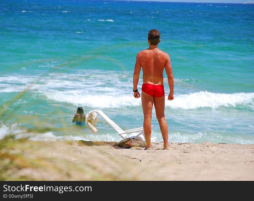 Nude Man on the Beach