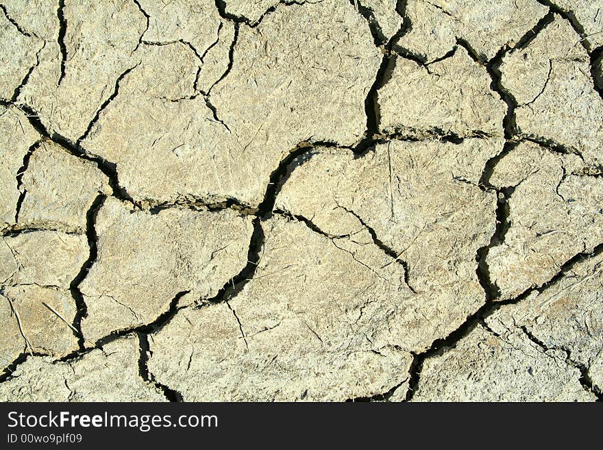 Close up on dry cracked land