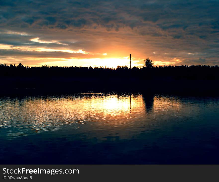 Sunset At Lake