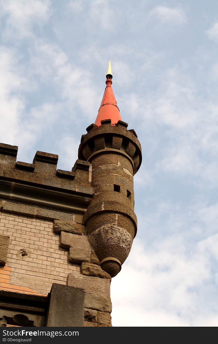 Fragment of old castle in south beach of crimea. administrative building of sanatorium. Fragment of old castle in south beach of crimea. administrative building of sanatorium