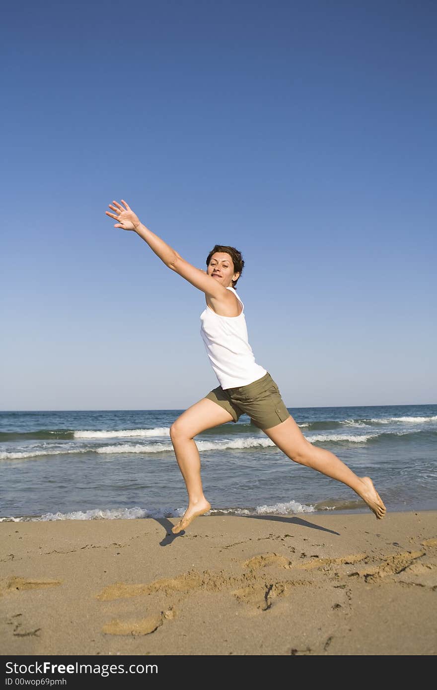 Jumping on the beach