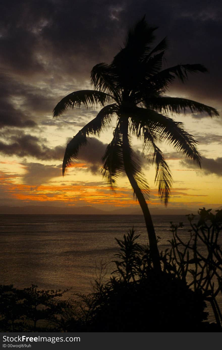 Sunset on the island of Taveni in Fiji. Sunset on the island of Taveni in Fiji