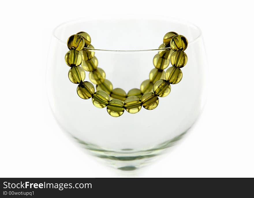 Women's glass bracelet in white background