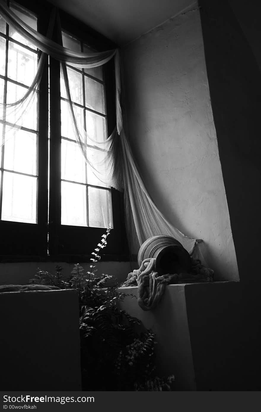 Peaceful scene within a historic Texas mission in San Antonio. Peaceful scene within a historic Texas mission in San Antonio