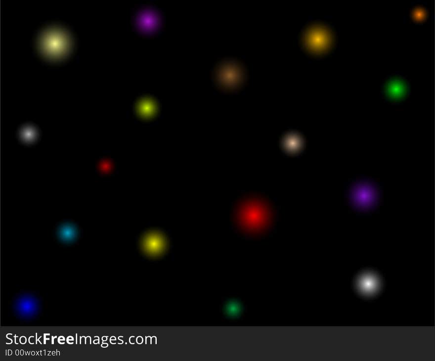 Small multi-coloured sparks on a black background