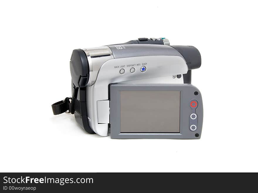 Digital video camera on white. Digital video camera on white