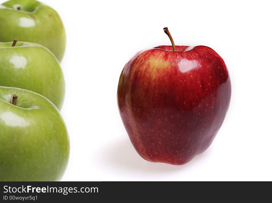 Red and green apples isolated on white background