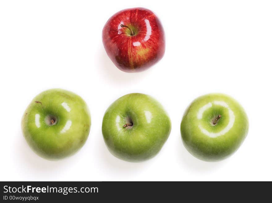 Red and green apples isolated on white background