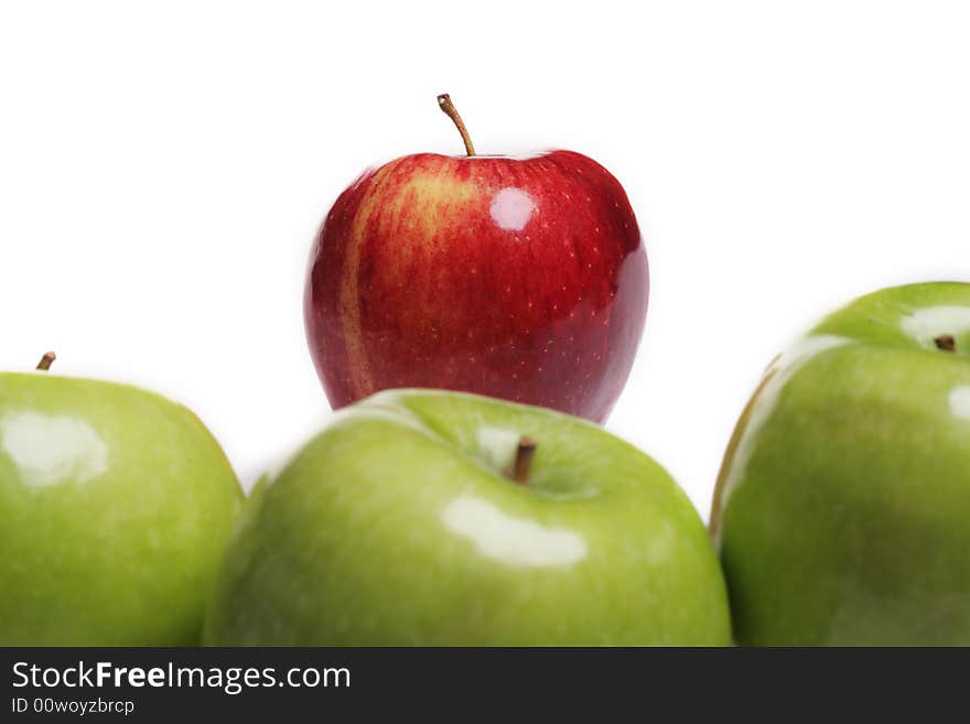 Red and green apples isolated on white background