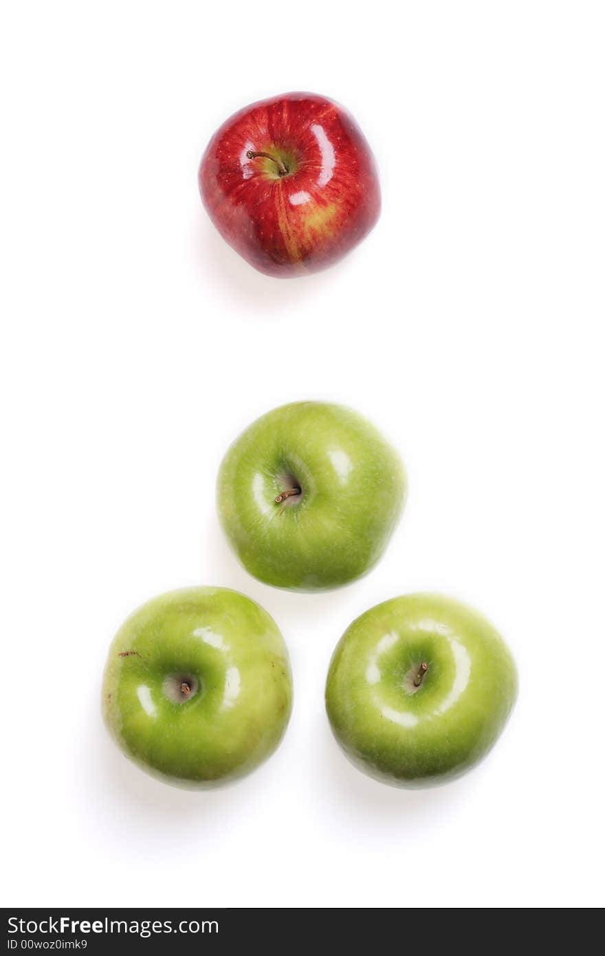 Red and green apples isolated on white background