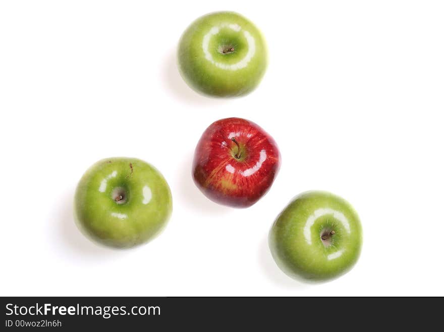 Red and green apples isolated on white background