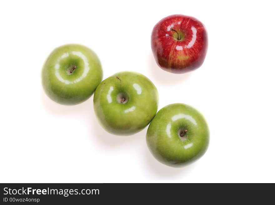 Red and green apples isolated on white background