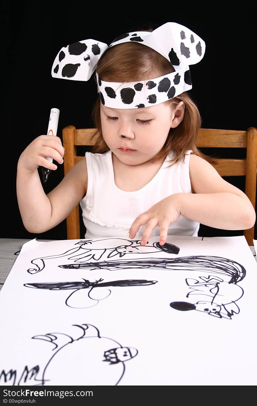 Small Girl With Dalmatian Mask