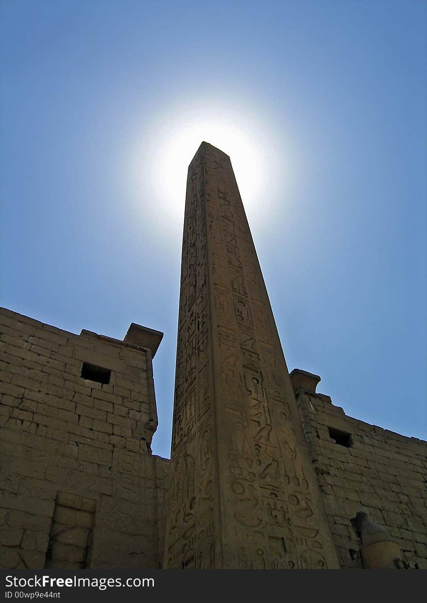 Cleopatra's needle at the gate of luxor temple. Cleopatra's needle at the gate of luxor temple