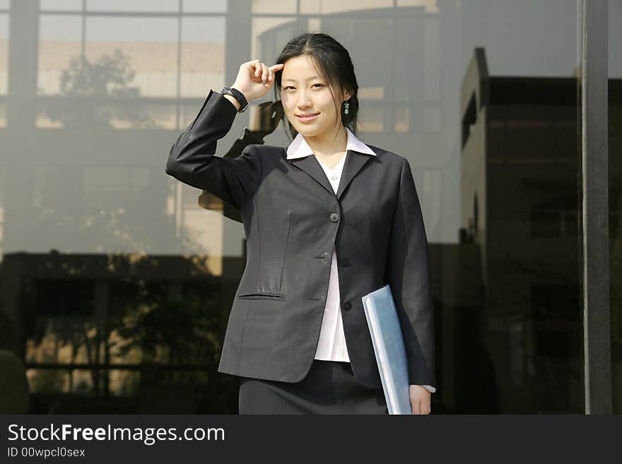 Young business women with file