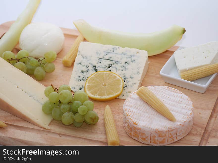 A plate with a lot of different cheese. A plate with a lot of different cheese